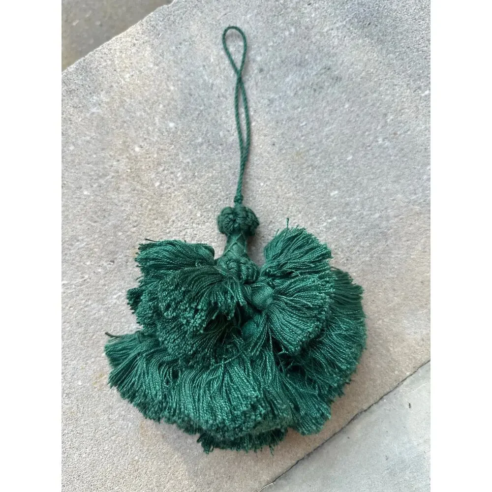 French Tassel Furniture Key Fob emerald Green Cotton *Shabby Chic Vintage